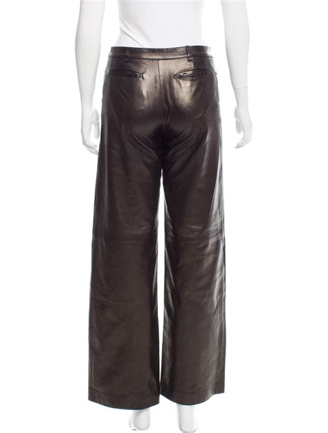 gucci mid rise brown leather pants|Gucci Leather Wide Leg Pants .